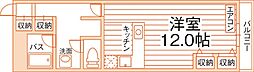 シティガーデン南通2号棟 ワンルームの間取図画像