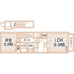 グランデ・フィオーレ1-A 1LDKの間取図画像