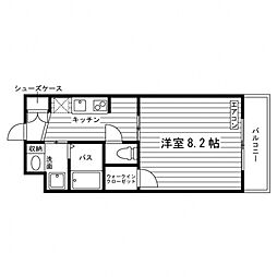 Modesty常盤台 1Kの間取図画像
