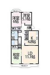 第5みつわ台ハイツM棟 3LDKの間取図画像