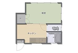 第二清水荘 1階1Kの間取り