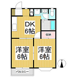 エイペックＹＴ　Ｂ棟 1階2DKの間取り