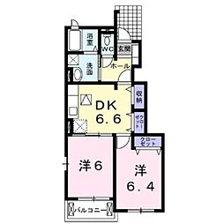 ノービレ　アビターレＢ 1階2DKの間取り