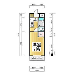 セピアコート 3階1Kの間取り