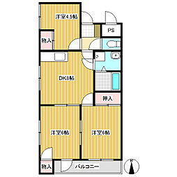 ロイヤルコーワ 2階3DKの間取り