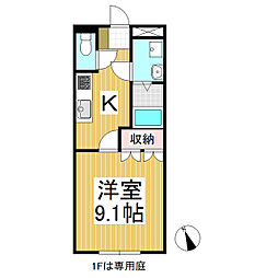アドバンス・エム 1階1Kの間取り