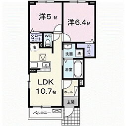 フォレストヒルズB 2LDKの間取図画像
