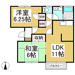 田中レジデンス 2LDKの間取図画像