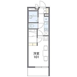 レオパレスブラッサム常田 1Kの間取図画像