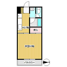 グリーンヒルズ 1Kの間取図画像