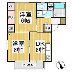セーフティーハイツ千曲 2DKの間取図画像