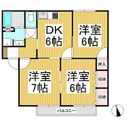 アステールinそめや台B 3DKの間取図画像