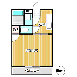 パールハイツ上田 1Kの間取図画像