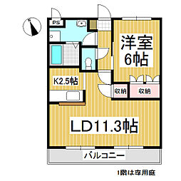アイリスハイム 1LDKの間取図画像