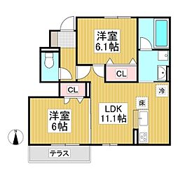サンコーポラス御所 2LDKの間取図画像