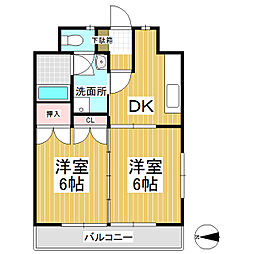上田五番館 2DKの間取図画像