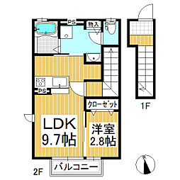 アヴァンセ御所 1LDKの間取図画像