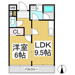 リンピア太田 1LDKの間取図画像