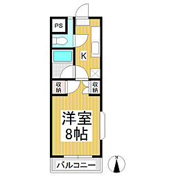 サン・シャトー国分 1Kの間取図画像