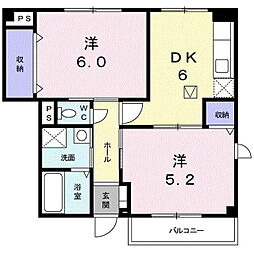 クラールA 2DKの間取図画像