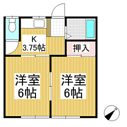 Kマンション 2Kの間取図画像