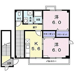 クラールB 2Kの間取図画像