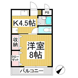 ソレイユケン 1Kの間取図画像