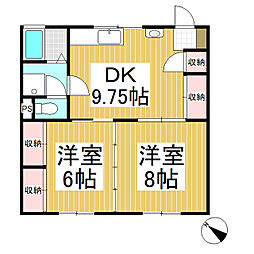 アバンセ上田寮 2DKの間取図画像