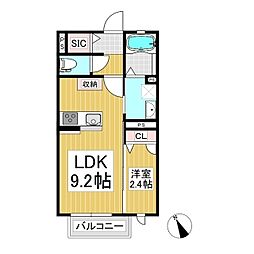 ブリーゼA棟 1LDKの間取図画像