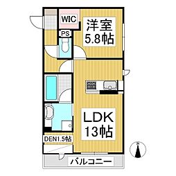 エルミタージュ中央 1LDKの間取図画像