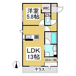 エルミタージュ中央 1LDKの間取図画像
