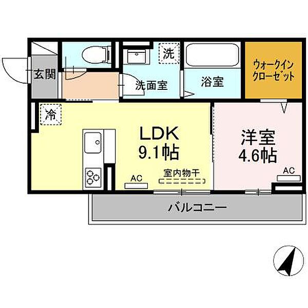 D-roomCVII 203｜広島県福山市引野町3丁目(賃貸アパート1LDK・2階・37.78㎡)の写真 その2