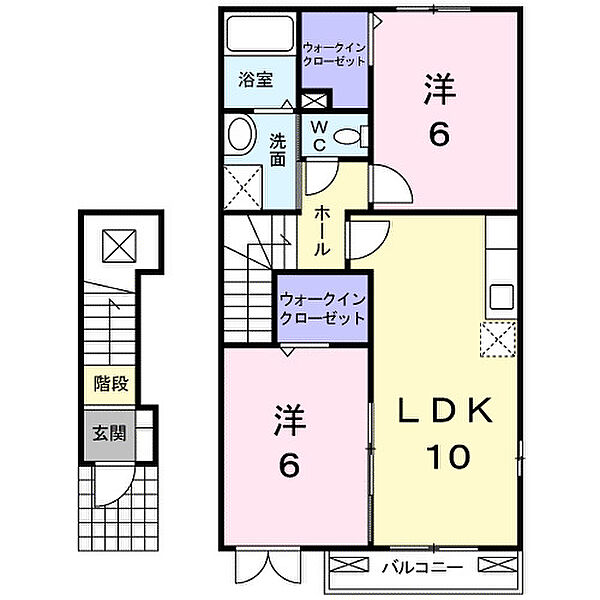 広島県福山市駅家町大字上山守(賃貸アパート2LDK・2階・54.85㎡)の写真 その2