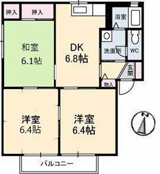 スカイメゾン 壱番館 201｜広島県福山市駅家町大字近田(賃貸アパート3DK・2階・54.81㎡)の写真 その2