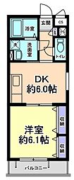 メゾンシマ 2階1DKの間取り