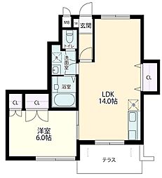 モアクレスト 102 1階1LDKの間取り