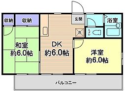 メゾン多摩 2DKの間取図画像
