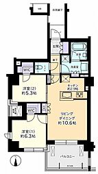アトラス調布杜の棟 2LDKの間取図画像
