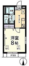 メゾンボヌール 1Kの間取図画像