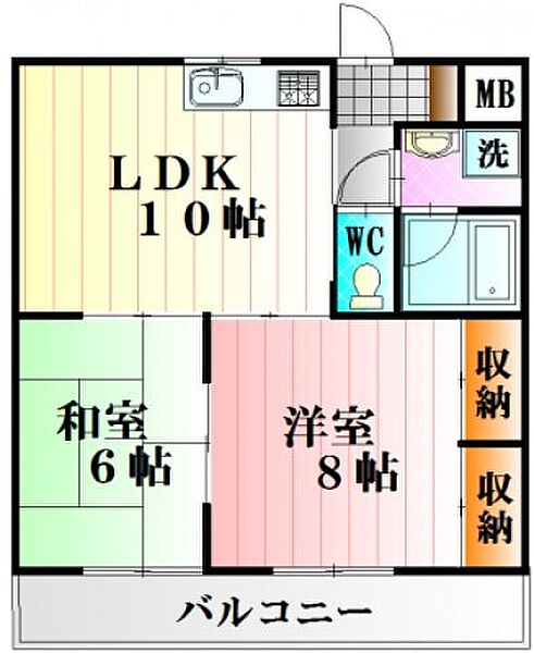 ヴェナール ｜広島県広島市安佐南区東原１丁目(賃貸マンション2LDK・2階・51.84㎡)の写真 その2