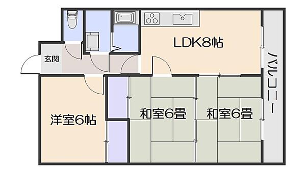 ハウスタカキ ｜広島県広島市安佐南区大町東３丁目(賃貸マンション3LDK・2階・57.96㎡)の写真 その2