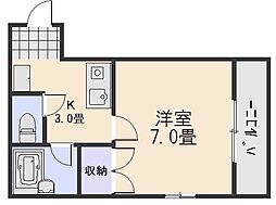 シティクロダ 3階1Kの間取り