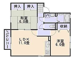 セジュール行友II 2階2LDKの間取り
