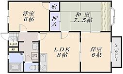 第一クレセール B棟 1階3LDKの間取り
