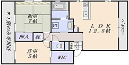 グランシード西原　C棟 2階2LDKの間取り