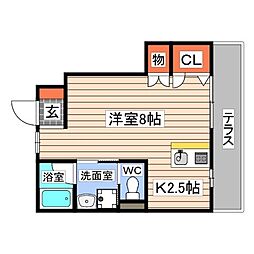 広島市安佐南区伴東3丁目アパート 1Kの間取図画像