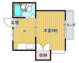 セプト平原 1Kの間取図画像