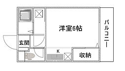 メゾン礒本3 1Kの間取図画像