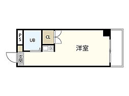 グリーンハイツ庚午 6階ワンルームの間取り