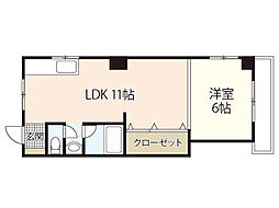 都ビル 2階1LDKの間取り
